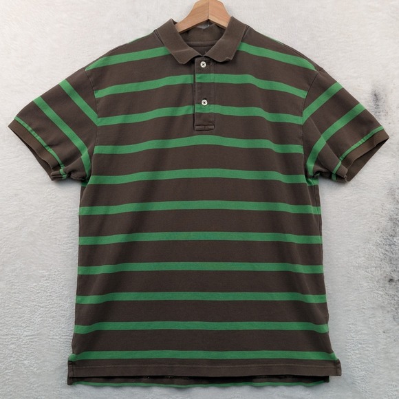 GAP Other - VTG Gap Polo Shirt Men's L Brown Green Stripe Pique Cotton Preppy Streetwear 90s
